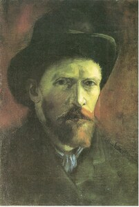 Self portrait with dark felt hat